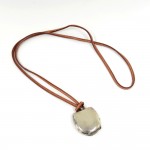 Hermes Brown Leather x Silver Pill Case Pendant String Necklace