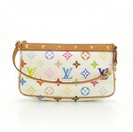Louis Vuitton Pochette Accessories White Multicolor Monogram Canvas Hand Bag