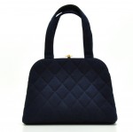 Chanel Navy Quilted Cotton Party Hand Bag