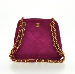 Vintage Chanel Purple Quilted Suede Shoulder Mini Bag