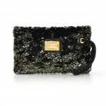 Louis Vuitton Pochette Rococo Black Monogram Sequin Party Clutch Hand Bag