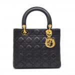 Christian Dior Lady Dior Black Quilted Leather Hand Bag
