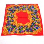 Chanel Red x Multicolor Silk Scarf