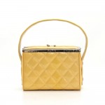Chanel Party Handbag In Quilted Beige Patent Leather