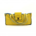 Chanel Yellow x Blue Mutton Flap Hand Bag