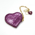 Louis Vuitton Porte Monnaies Cruer Purple Vernis Leather Heart Shaped Coin Case