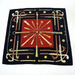 Hermes "Cannes & Pommeaux" Black x Multicolor Silk Scarf