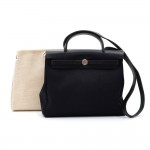 Hermes Herbag PM 2 in 1 Black Canvas Leather Shoulder Bag