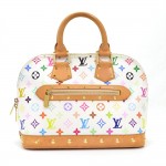 Louis Vuitton Alma White Multicolor Monogram Canvas Hand Bag