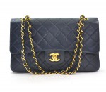 Chanel Navy Quilted Leather 2.55 10" Shoulder Bag Gold CC SS378