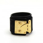 Louis Vuitton Bracelet Serrure Black Mini Monogram Satin Bracelet Bangle