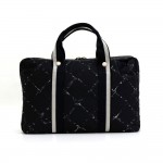 Chanel 15" Travel Line Black x White Nylon Waterproof Hand Bag For Laptop