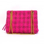 Chanel Pink x Multicolor Quilted Tweed Shoulder Tote Bag + Wallet