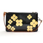 Louis Vuitton Black Vernis Leather Flower Lexington Bag V562