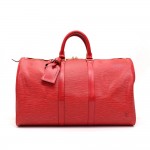Louis Vuitton Keepall 45 Red Epi Leather Travel Bag