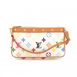 Louis Vuitton Pochette Accessories White Multicolor Monogram Canvas Hand Bag