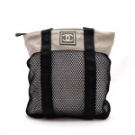 Chanel Sports Line Gray x Black Mesh Shoulder Tote Bag