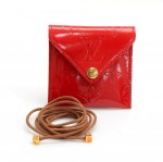 Louis Vuitton Red Vernis Leather Coin Case + Strap