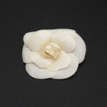 Chanel White Camellia Flower Brooch Pin