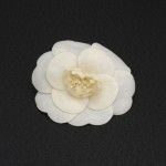 Chanel White Camellia Flower Brooch Pin