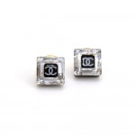 Chanel Black x Clear Vinyl Small Square Earrings