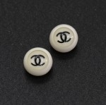 Chanel White x Black CC Logo Round Earring