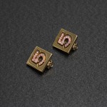 Chanel No 5 Gold Tone Square Earrings