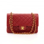 Vintage Chanel 2.55 10" Double Flap Red Quilted Leather Shoulder Bag