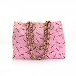Chanel Jumbo XL Pink Cotton Shoulder Shopping Tote Bag