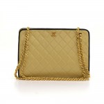 Vintage Chanel 10" Beige Quilted Leather Medium Shoulder Bag