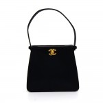 Chanel 7.5inch Black Satin Party hand bag