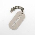 Chanel Silver Tone Key Holder Dog Tag