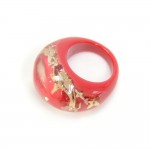Louis Vuitton Red x Gold Tone Monogram Inclusion Rings