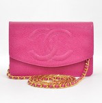 Chanel Pink Caviar Leather wallet Gold Chain CC SS633