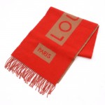 Louis Vuitton Paris Red Cashmere Scarf Muffler + Box