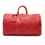Louis Vuitton Keepall 45 Red Epi Leather Travel Bag