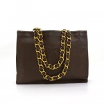 Chanel Jumbo XL Dark Brown Leather Shoulder Shopping Tote Bag