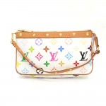 Louis Vuitton Pochette Accessories White Multicolor Monogram Canvas Hand Bag