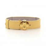 Louis Vuitton Voeux Beige Leather Monogram Leather Gold Tone Bracelet