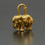 Hermes Gold Tone Elephant Cadena 1988 Charm Lock