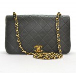 Chanel Green Quilted Leather Shoulder Bag Gold Chain CC Ex CA574