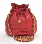 Vintage Chanel Red Quilted Leather Small Pouch Shoulder Bag