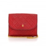 Vintage Chanel Red Quilted Leather Shoulder Party Flap Bag