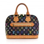 Louis Vuitton Alma Black Multicolor Monogram Canvas Hand Bag