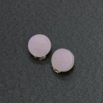 Vintage Chanel Light Purple x Silver Tone CC Logo Round Earrings