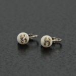 Vintage Chanel White CC Logo Round Pierced Earrings