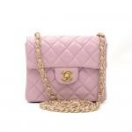 Chanel Flap Light Pink Quilted Leather Shoulder Mini Bag
