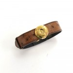 Louis Vuitton Good Luck Brown Ostrich Leather Bracelet Gold Tone