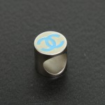 Chanel Blue CC Logo x Silver Tone Scarf Ring