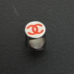 Chanel Red CC Logo x Silver Tone Scarf Ring